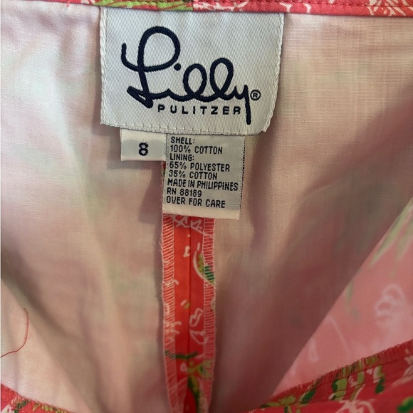 Lilly Pulitzer Pink Palm Tree Print Capri Pants Women’s 8 Tropical - Picture 5 of 8
